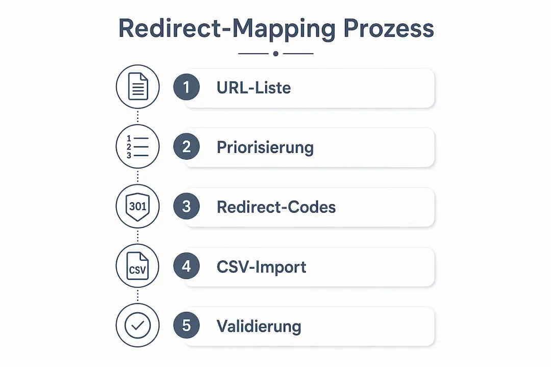 The infographic illustrates how redirects are set up during a Shopify migration
