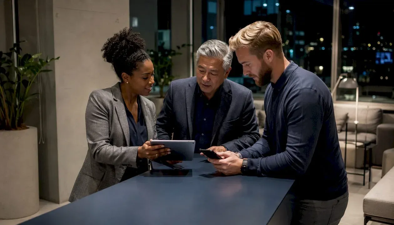Ein Team arbeitet gemeinsam an der Weiterentwicklung von E-Commerce-Systemen.